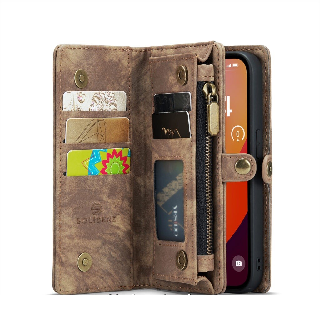 Solidenz Wallet Bookcase – iPhone 16 Pro Max – 2 in 1 – Bruin - Afbeelding 6