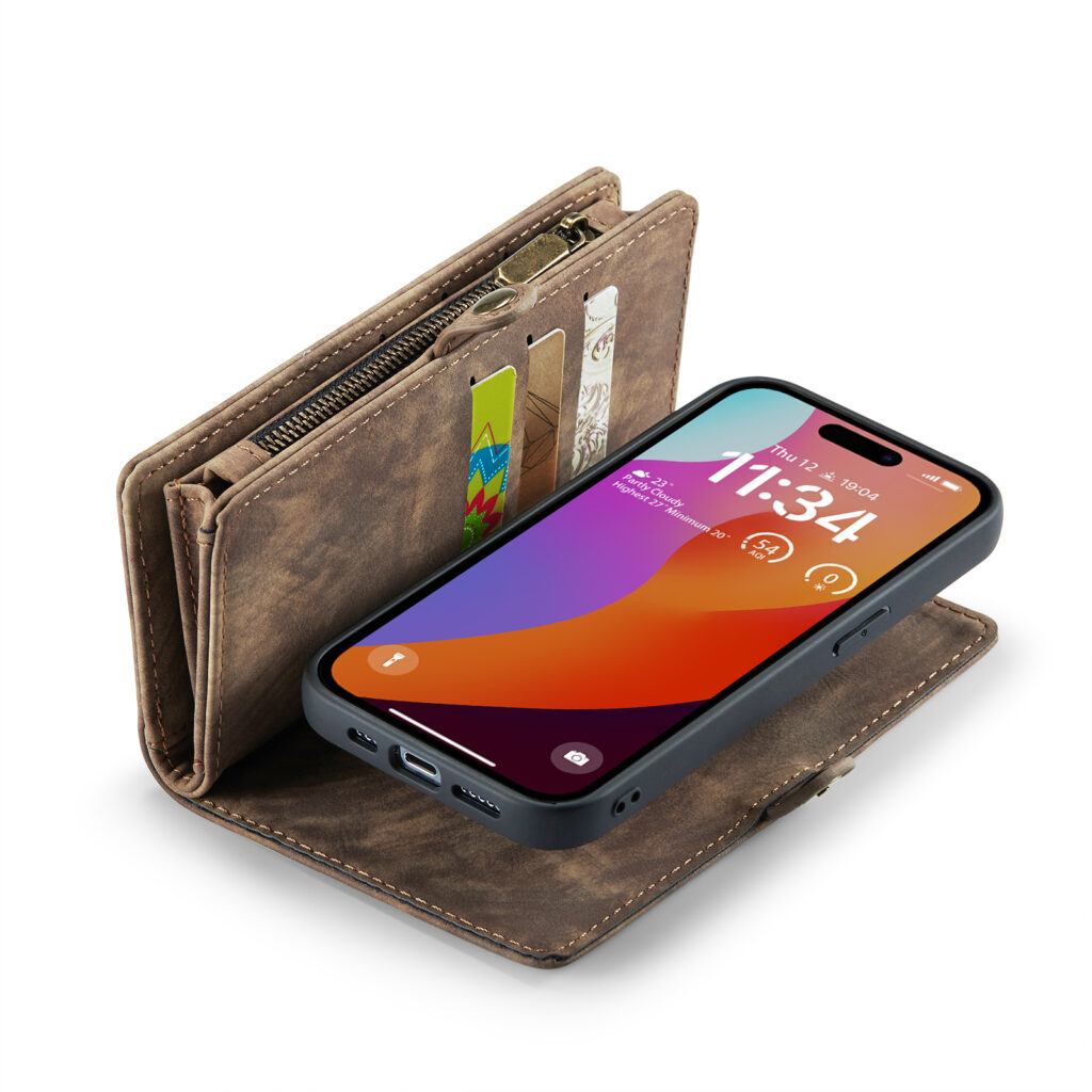 Solidenz Wallet Bookcase – iPhone 16 Pro Max – 2 in 1 – Bruin - Afbeelding 5
