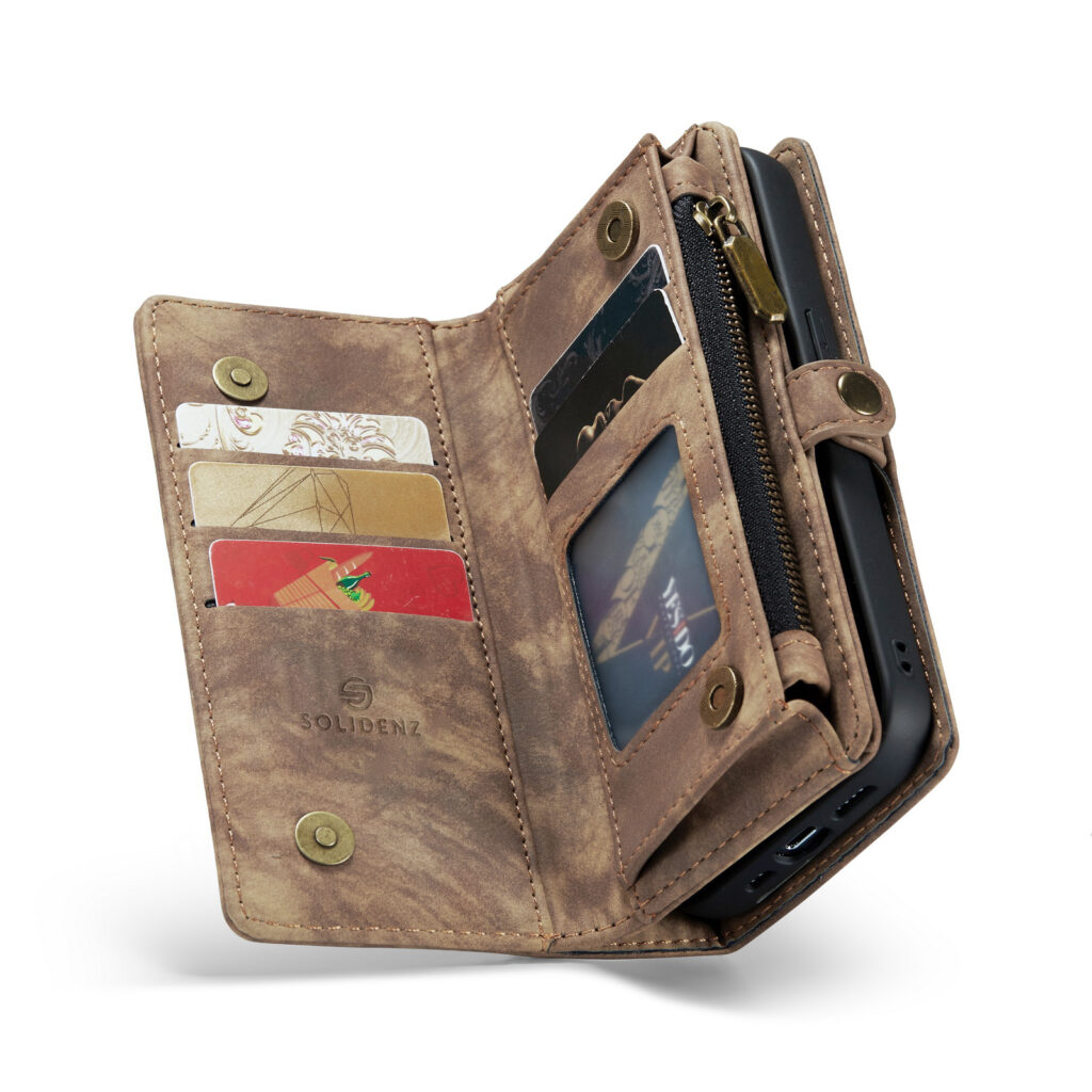 Solidenz Wallet Bookcase – iPhone 16 Pro Max – 2 in 1 – Bruin - Afbeelding 3