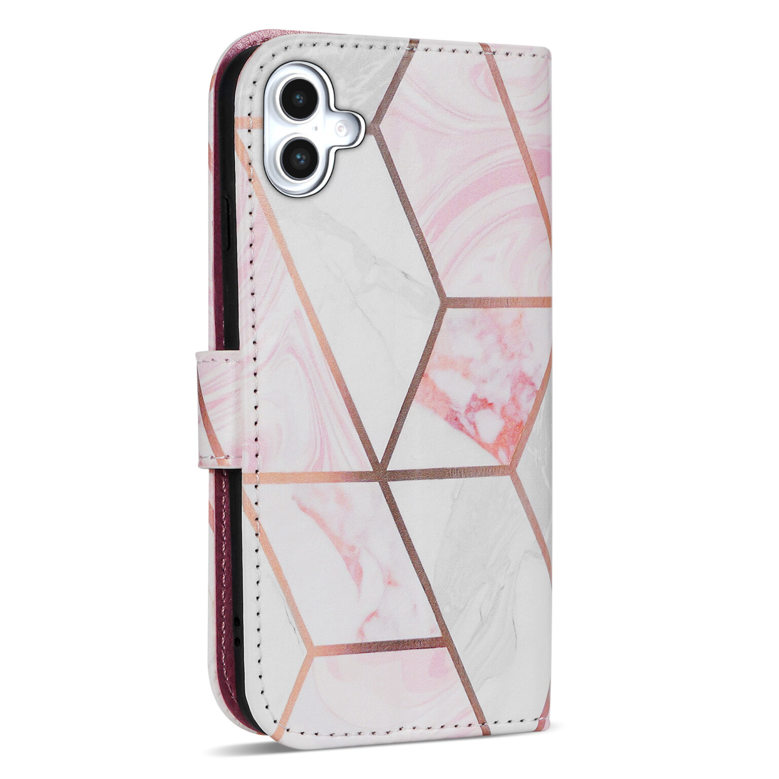Solidenz - Bookcase iPhone 16 – Marmer Roze - Afbeelding 3