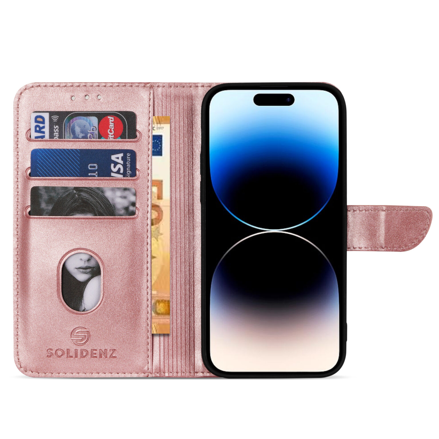 Solidenz - Bookcase iPhone 16 – Marmer Roze - Afbeelding 4