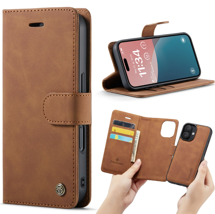 Casemania – Bookcase iPhone 16 Plus – 2 in 1 - Bruin - Afbeelding 1