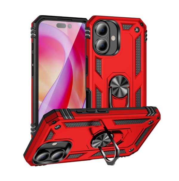 Cityhoesje – Backcover iPhone 16 Plus - Armor Kickstand – Rood