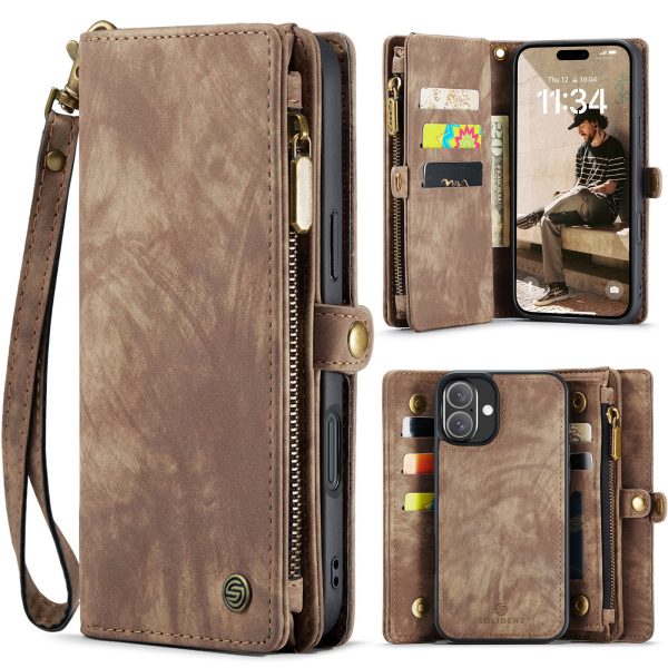 Solidenz - Bookcase - iPhone 16 Plus - 2 in 1 – Wallet Bruin