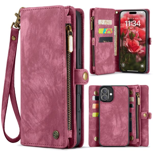 Solidenz - Bookcase iPhone 16 Plus - 2 in 1 - Wallet Rood