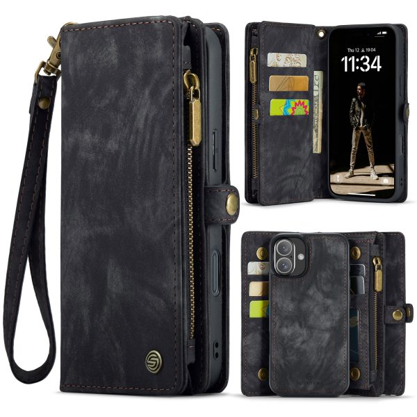 Solidenz - Bookcase iPhone 16 Plus - 2 in 1 – Wallet Zwart