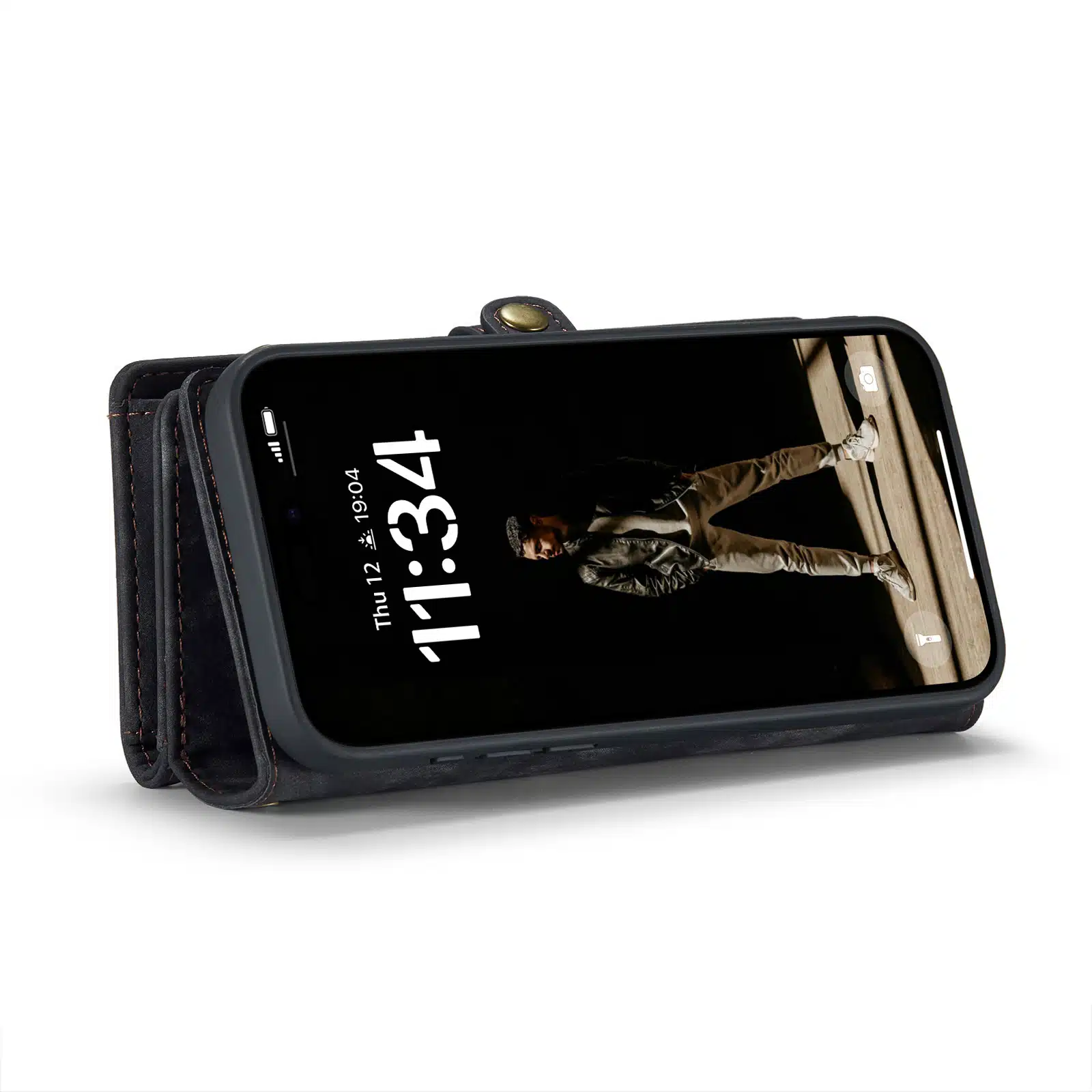 Solidenz - Bookcase iPhone 16 - Wallet 2 in 1 – Zwart - Afbeelding 7
