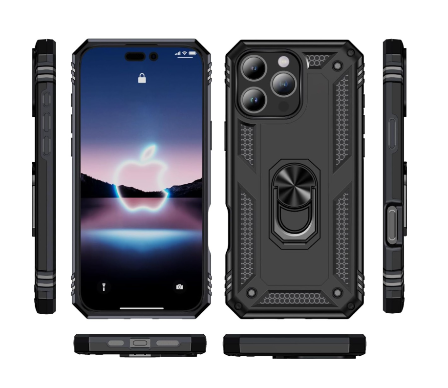 iPhone 16 Pro-Kickstand Ring Armor-Zwart-2-Cityhoesje.nl