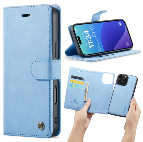 Casemania – Bookcase iPhone 16 Pro – 2 in 1 - Licht Blauw