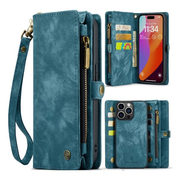 Solidenz - Bookcase iPhone 16 Pro Wallet - 2 in 1 – Blauw