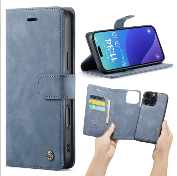 Casemania – Bookcase iPhone 16 Pro – 2 in 1 - Grijs