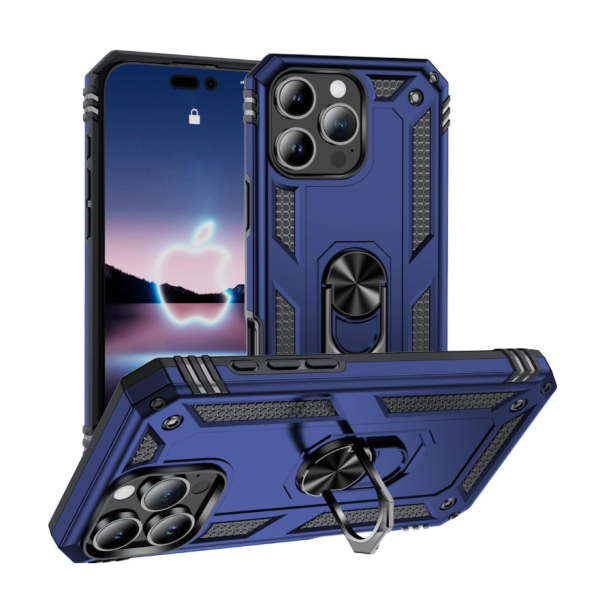 Cityhoesje Armor - Backcover iPhone 16 ProMax - Kickstand – Ring  – Blauw