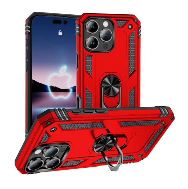 Cityhoesje Armor - Backcover iPhone 16 Pro Max Kickstand – Ring – Rood