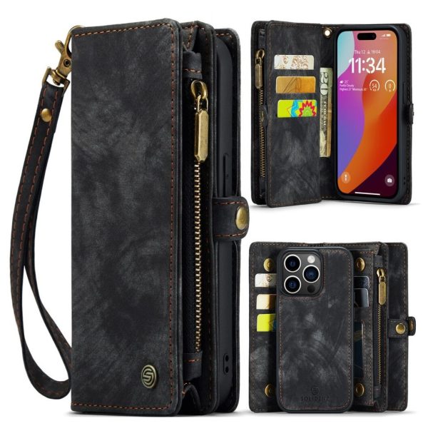 Solidenz Wallet Bookcase – iPhone 16 Pro Max – 2 in 1 – Zwart