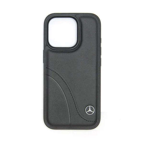 Mercedes Benz - Backcover iPhone 16 Pro - Curved stiches - Zwart