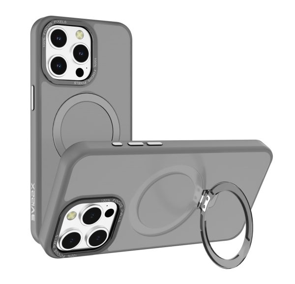 Cityhoesje - Ring Backcover iPhone 16 Pro - Wireless Charging - Grijs
