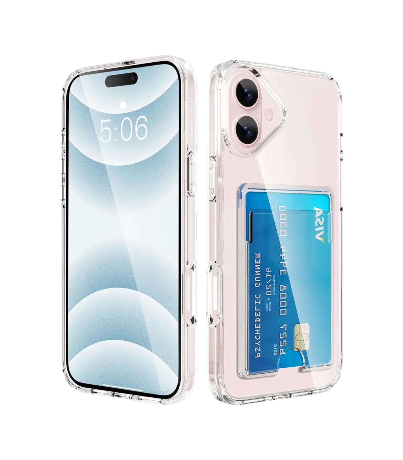 Casemania - Backcover iPhone 16 – Anti Shock- Pasjeshouder - Transparant - Afbeelding 1