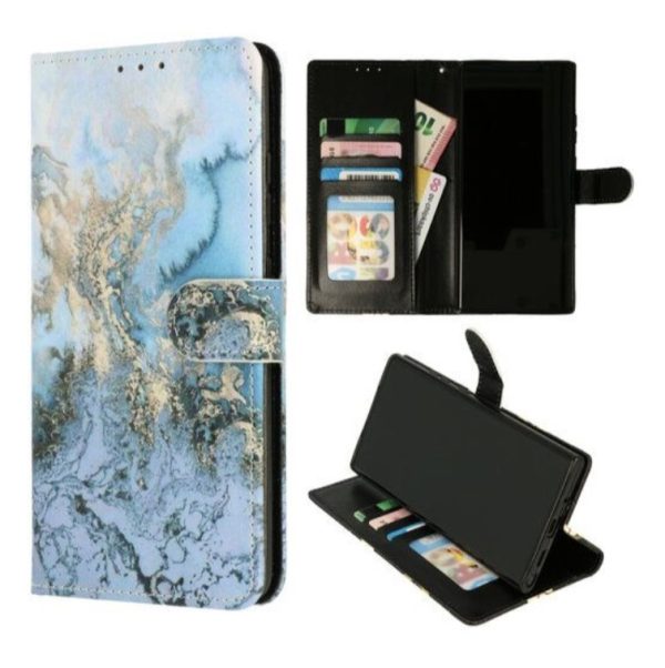 Cityhoesje – Bookcase iPhone 16 Pro Max - Marmer Blauw