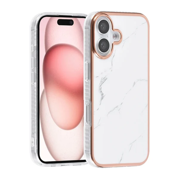 TUNIQ - Backcover iPhone 16 Plus - Silicone - Marmer Wit