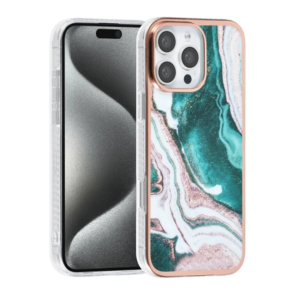 TUNIQ - Backcover iPhone 16 Pro Max - Silicone - Marmer Groen