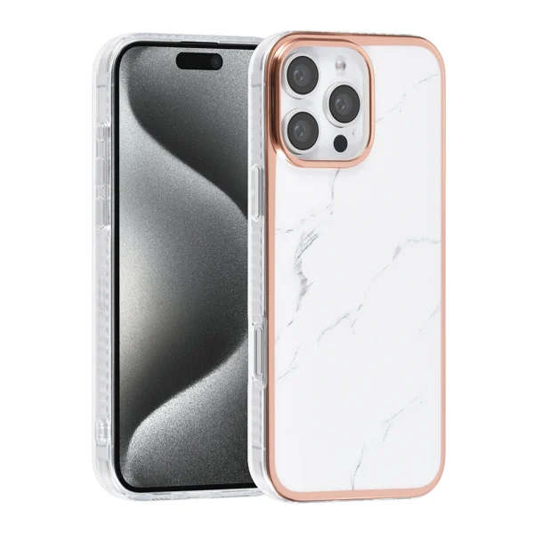 TUNIQ - Backcover iPhone 16 Pro Max - Silicone - Marmer Wit