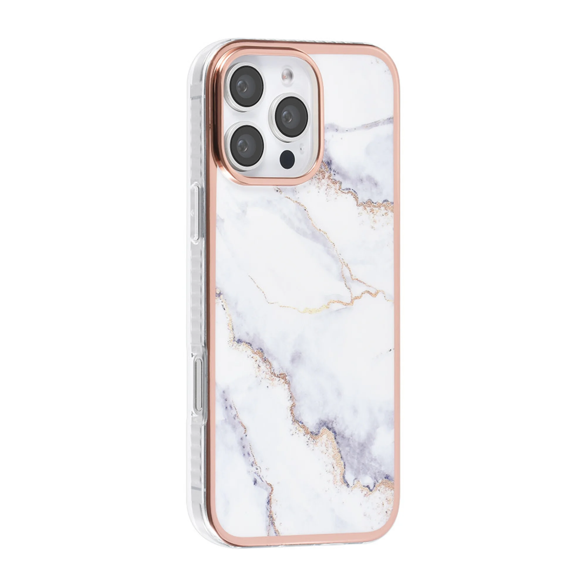 TUNIQ - Backcover iPhone 16 Pro Max - Silicone - Marmer Wit Goud - Afbeelding 3