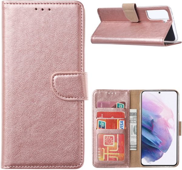 Cityhoesje - Bookcase – Geschikt voor – Samsung S24 FE – Roségoud