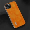 iPhone 15-Abeel Backcase Litchi Texture Anti-Dust PU Leather Coated TPU - Oranje-2-Cityhoesje.nl