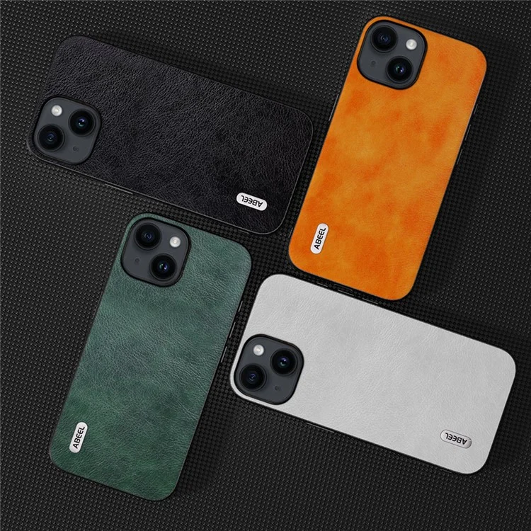iPhone 15 Plus-Abeel Backcase Litchi Texture Anti-Dust PU Leather Coated TPU - Groen-3-Cityhoesje.nl