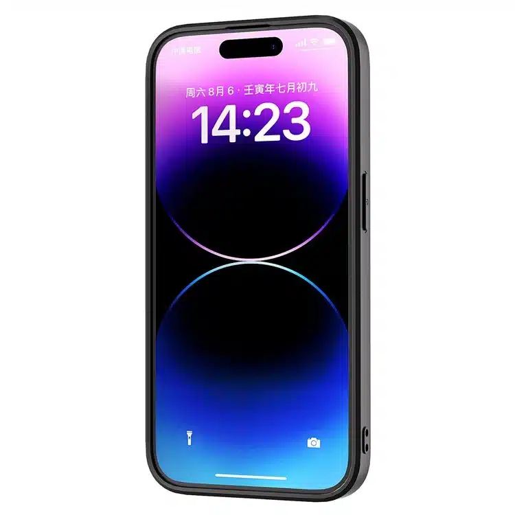 iPhone 15 Pro-Abeel Backcase Litchi Texture Anti-Dust PU Leather Coated TPU -Wit-3-Cityhoesje.nl