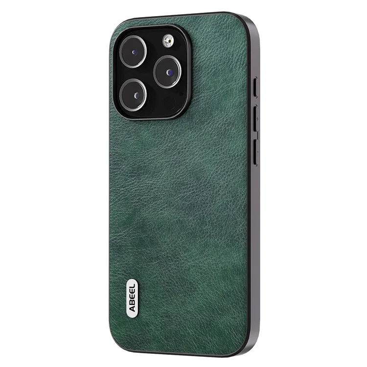 iPhone 15 Pro Max-Abeel Backcase Litchi Texture Anti-Dust PU Leather Coated TPU -Groen-2-Cityhoesje.nl