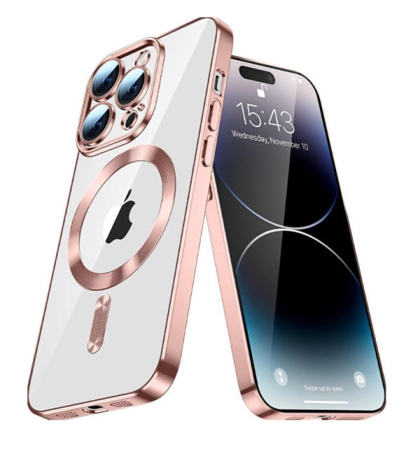 Cityhoesje - Backcover iPhone 16 Pro - Magsafe - Roségoud - Transparant