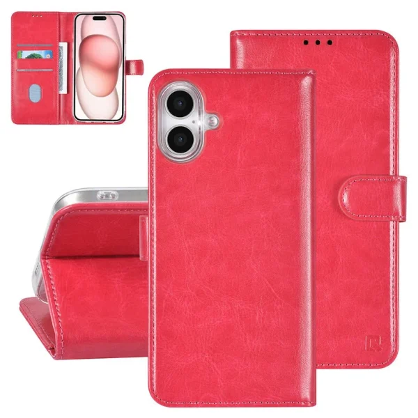 TUNIQ - Bookcase iPhone 16 Plus - Magneetsluiting - Roze