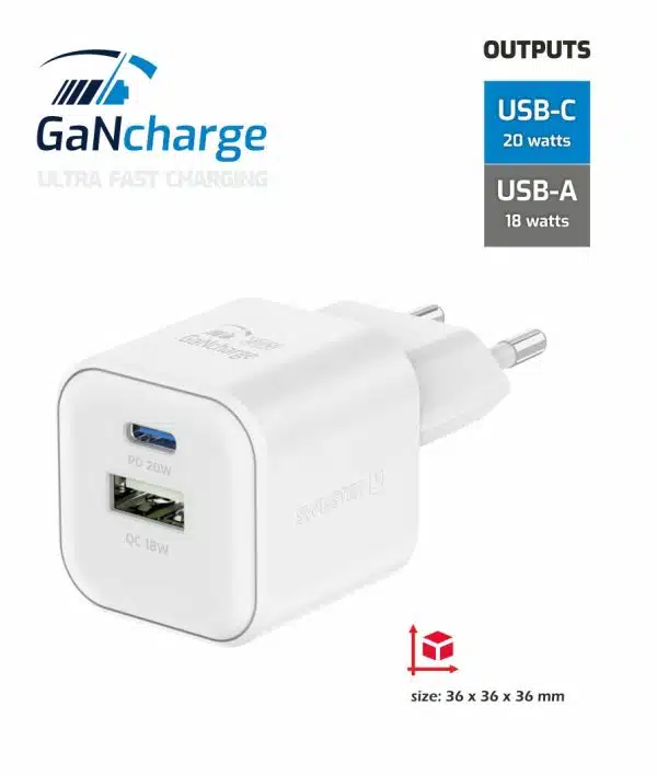 Swissten - 20W UBS - C & USB-A Travel Charger - Wit