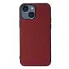 Cityhoesje-iPhone 15-Backcover-Carbon Fiber Texture PU Leather Coated TPU Case -Rood-1-Cityhoesje.nl