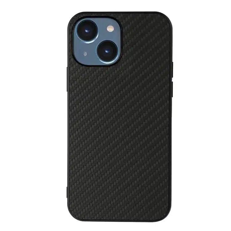 Cityhoesje – iPhone 15 – Backcover hoesje – Carbon Fiber Texture PU – Zwart - Afbeelding 1
