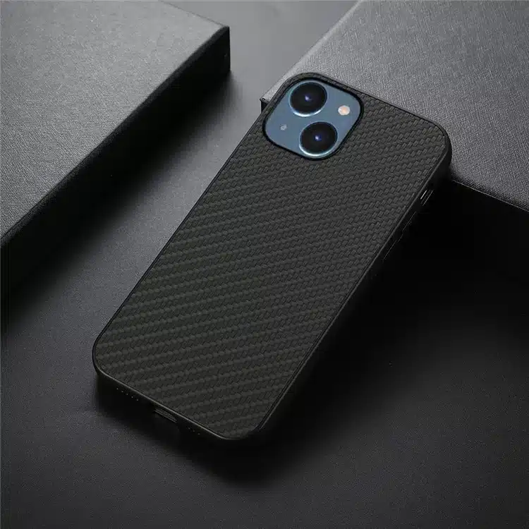 Cityhoesje – iPhone 15 – Backcover hoesje – Carbon Fiber Texture PU – Zwart - Afbeelding 5