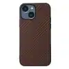 Cityhoesje-iPhone 15 Plus Backcover-Carbon Fiber Texture PU Leather Coated TPU Case -Bruin-1-Cityhoesje.nl