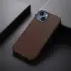 Cityhoesje-iPhone 15 Plus Backcover-Carbon Fiber Texture PU Leather Coated TPU Case -Bruin-3-Cityhoesje.nl