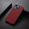 Cityhoesje-iPhone 15 Plus Backcover-Carbon Fiber Texture PU Leather Coated TPU Case -Rood-3-Cityhoesje.nl