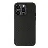 Cityhoesje-iPhone 15 Pro Max Backcover-Carbon Fiber Texture PU Leather Coated TPU Case - Black-1-Cityhoesje.nl