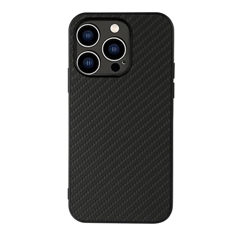 Cityhoesje - Backcover iPhone 15 Pro - Carbon Fiber Texture PU - Zwart - Afbeelding 1