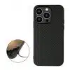 Cityhoesje-iPhone 15 Pro Max Backcover-Carbon Fiber Texture PU Leather Coated TPU Case - Black-2-Cityhoesje.nl