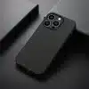 Cityhoesje-iPhone 15 Pro Max Backcover-Carbon Fiber Texture PU Leather Coated TPU Case - Black-3-Cityhoesje.nl