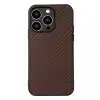 Cityhoesje-iPhone 15 Pro Max Backcover-Carbon Fiber Texture PU Leather Coated TPU Case -Bruin-1-Cityhoesje.nl