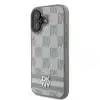 DKNY iPhone 16 Backcover hoesje PU Leather Checkered Pattern and Stripe - Beige-4-Cityhoesje.nl