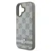 DKNY iPhone 16 Backcover hoesje PU Leather Checkered Pattern and Stripe - Beige-5-Cityhoesje.nl