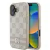 DKNY iPhone 16 Backcover hoesje PU Leather Checkered Pattern and Stripe - Roze-1-Cityhoesje.nl