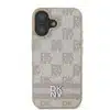DKNY iPhone 16 Backcover hoesje PU Leather Checkered Pattern and Stripe - Roze-2-Cityhoesje.nl