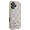 DKNY iPhone 16 Backcover hoesje PU Leather Checkered Pattern and Stripe - Roze-3-Cityhoesje.nl